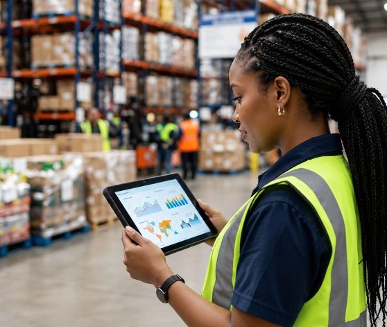 Warehouse Worker Reviewing Inventory_1